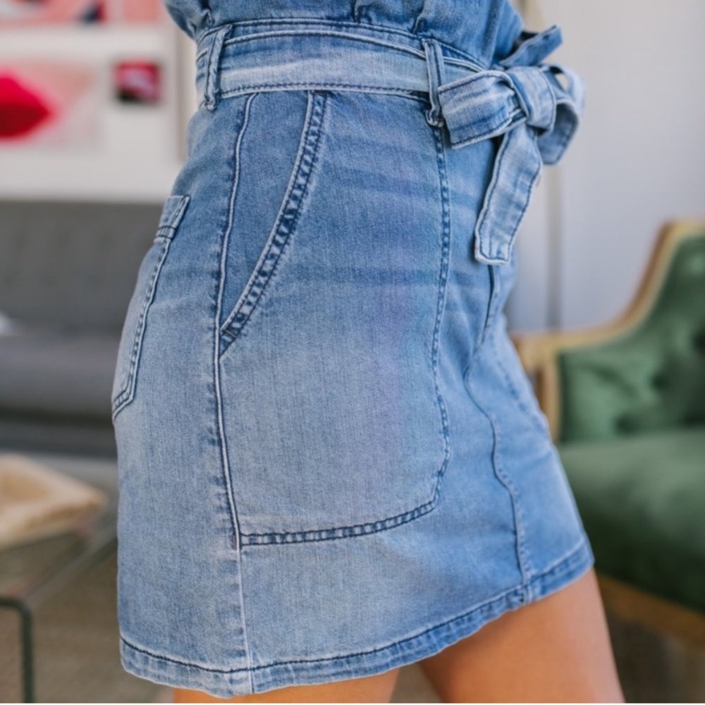 Free People Denim Skirt With Tie NWT